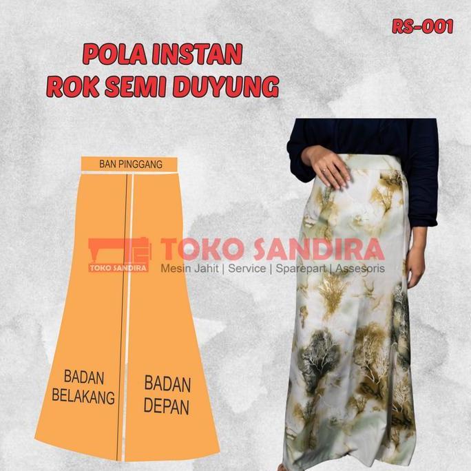 pola rok semi duyung/pola instan rok semi/pola rok wanita/pola rok/RS-001 Alqshop