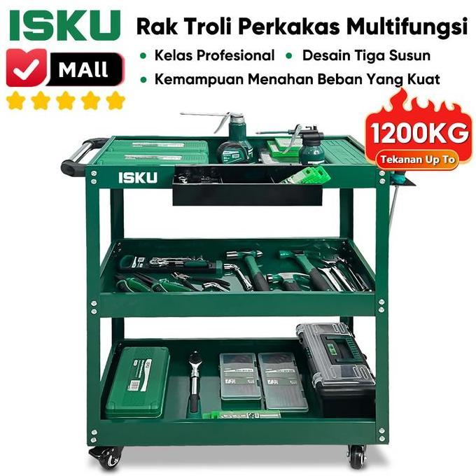 ZEFARADILA - ISKU TROLLEY PERKAKAS BENGKEL 3 SUSUN RAK PAPAN GANTUNG TOOL CART BAJA COLD ROLLED KAPA