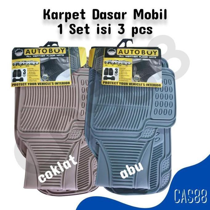 Mcqueen- Karpet Karet Hitam 3Pcs Karpet Mobil 2 Baris Hitam