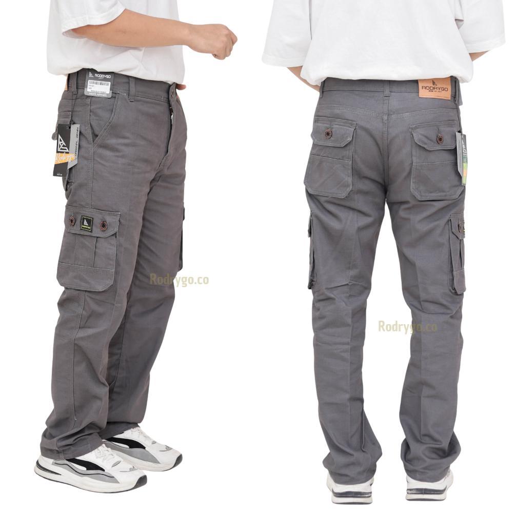 ORIGINAL RODRYGO - CELANA PANJANG CARGO PRIA DEWASA SLIM FIT TWILL KANVAS NON STRETCH HIGH PREMIUM Q