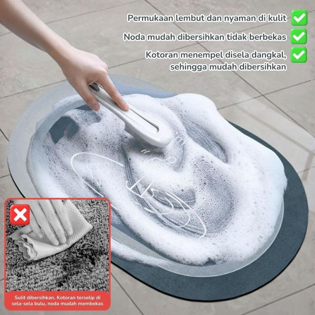MURAH Keset Diatomite Bundar Keset Kaki Anti Slip Nyerap Air Anti Bakteri Keset Batu Kamar /D3A5 KEK
