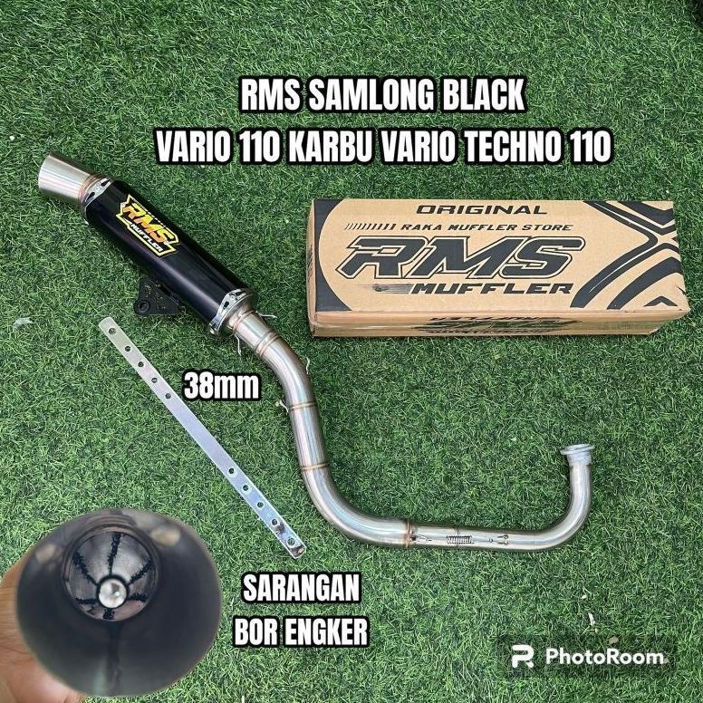 Mega Knalpot Rms Samlong Black Vario 110 Karbu Vario Techno 110 Sarangan Bor Engker Inlet 38Mm Dan 5