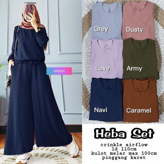Girls- Azzahra Grosir - Heba Set / Setelan Nita Kulot One Set Crinkle Blouse Nita / 555-7217