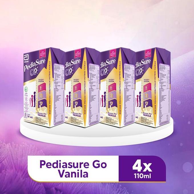 Milky- Pediasure Go Vanila 4X110Ml - Nutrisi Uht