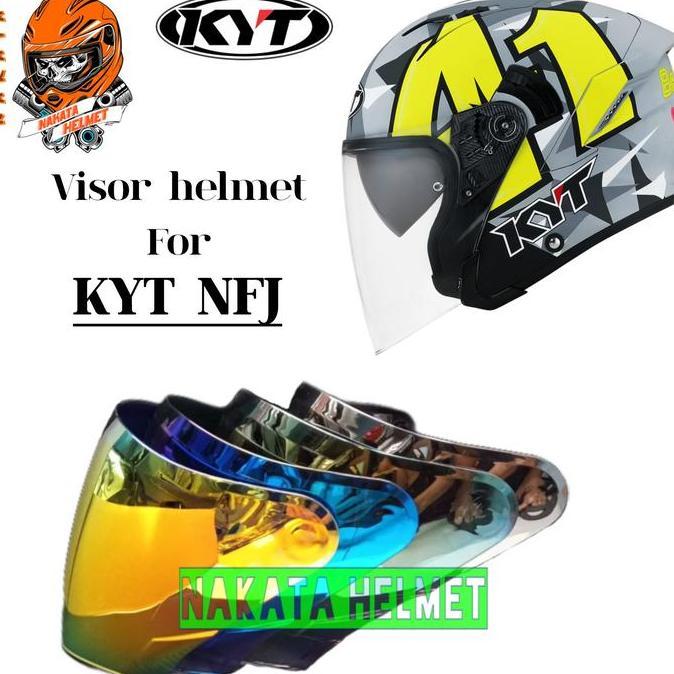 Kaca helm KYT NFJ flat visor helmet kyt nfj warna bening hitam iridium red gold blue silver