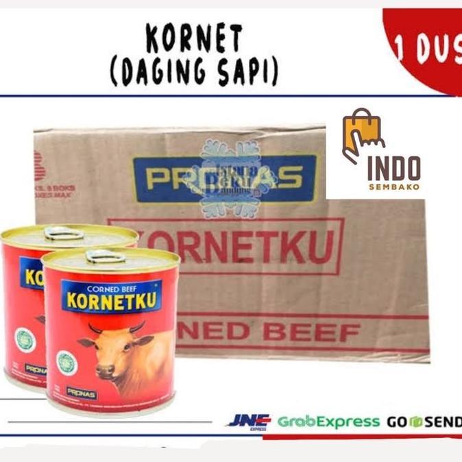 Kornetku Pronas 340g isi 24 kaleng dus / Kornetku Corned beef dus 24 x 340g / Makanan Kaleng