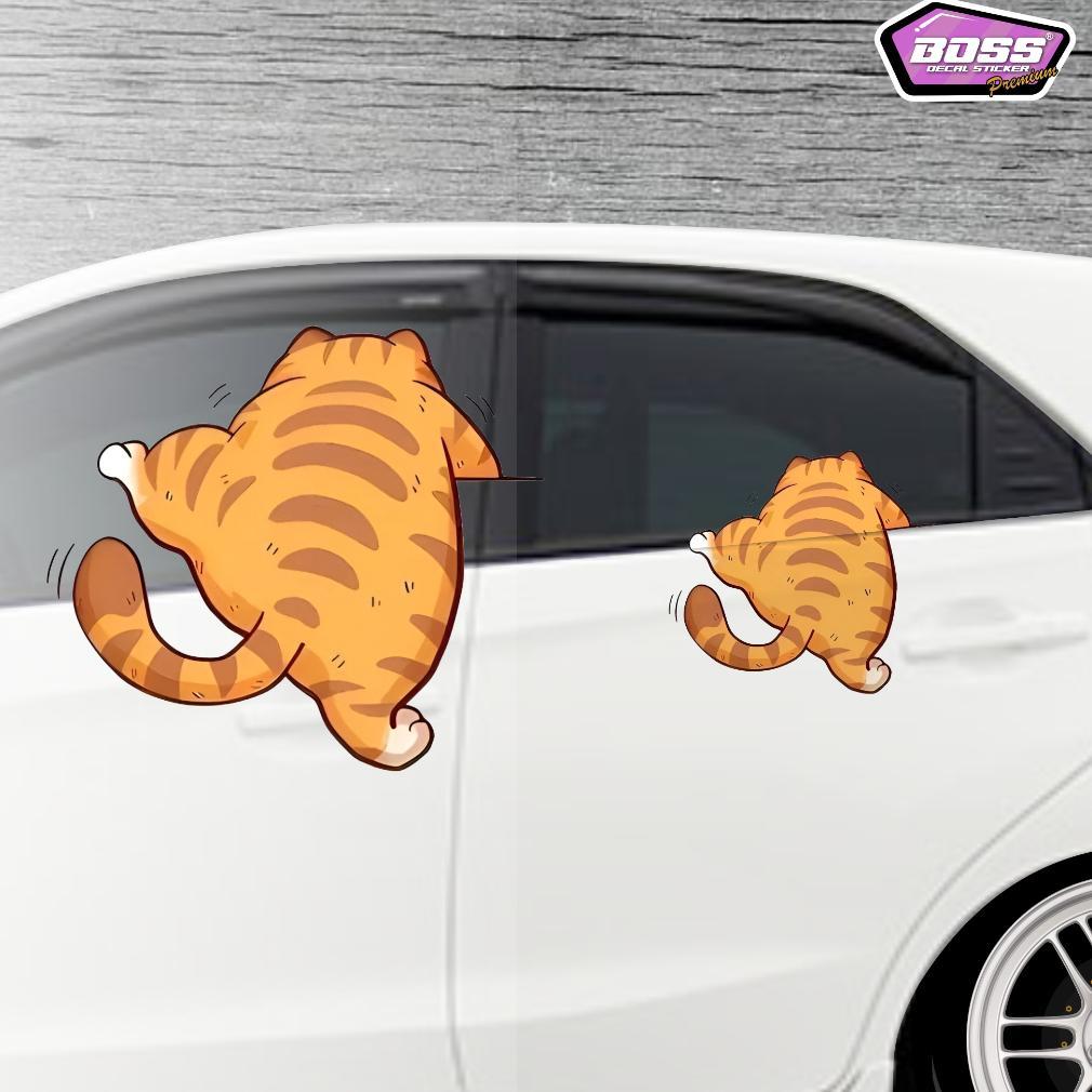Limited Stiker Kucing Manjat Lucu Vinyl / Stiker Mobil / Body Mobil / Kucing Lucu