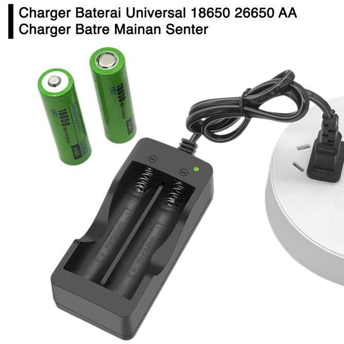 Homz- Charger Baterai Universal 18650 26650 Aa Cas Batre Mainan Senter Led