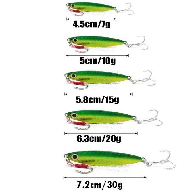 Set umpan jigging logam warna cerah 7g 10g 15g 20g 30g umpan jigging casting pantai sendok jigging u
