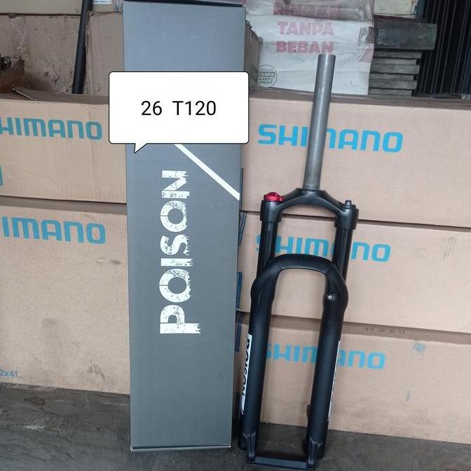 fork shockbreaker sepeda depan 26 mtb poison alloy travel 120 T120