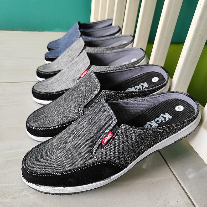 Premium Sepatu Slop Pria Sandal Selop Bustong Slip On Bahan Levis
