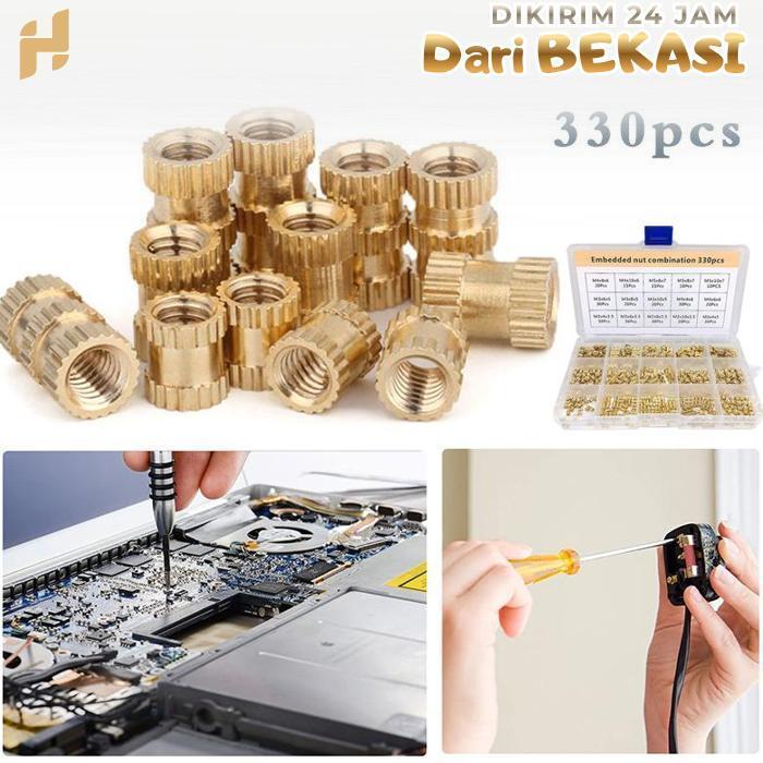 Thread Knurl Insert Nut 300pcs Insert Nut Mur Tanam Bahan Kuningan Insert Knurled Nuts M2 M3 M4 M5