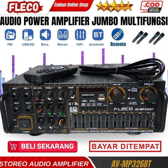 AMPLIFIER BLUETOOTH SUNBUCK AUDIO FLECO AV-MP326BT BISA BASS + TREBEL + BLUETOOTH + BISA INPUT MIC +