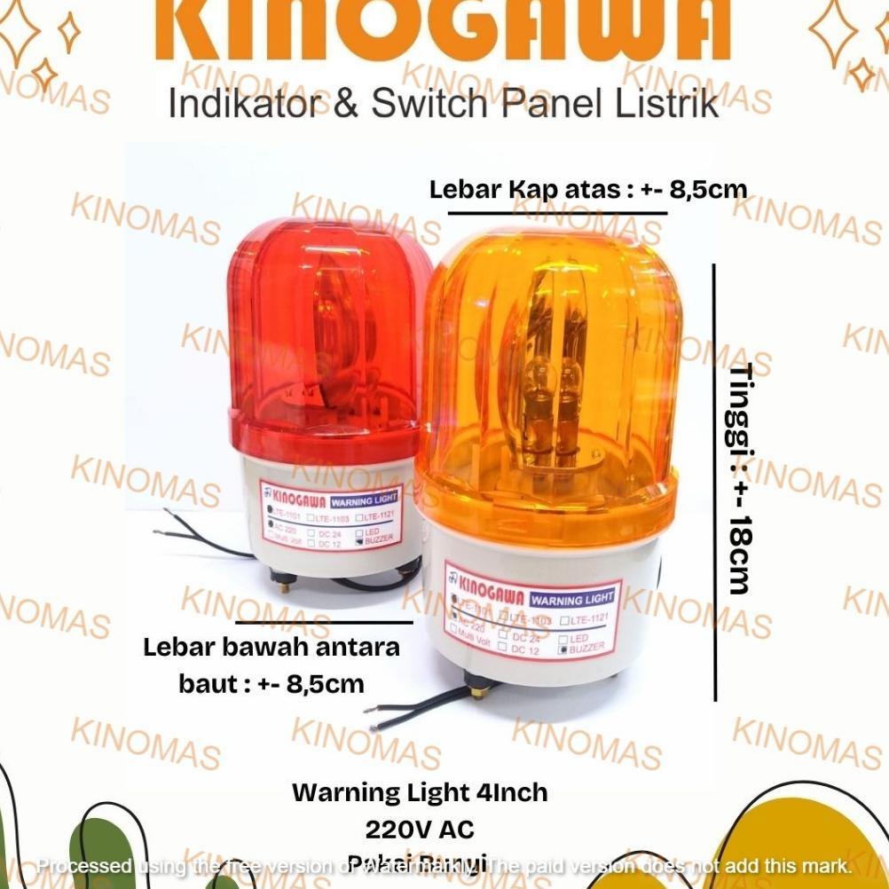 KINOGAWA Lampu Warning 1101J - Lampu Putar - Rotary Light - Warning Light 4inch 220v pakai Buzzer si