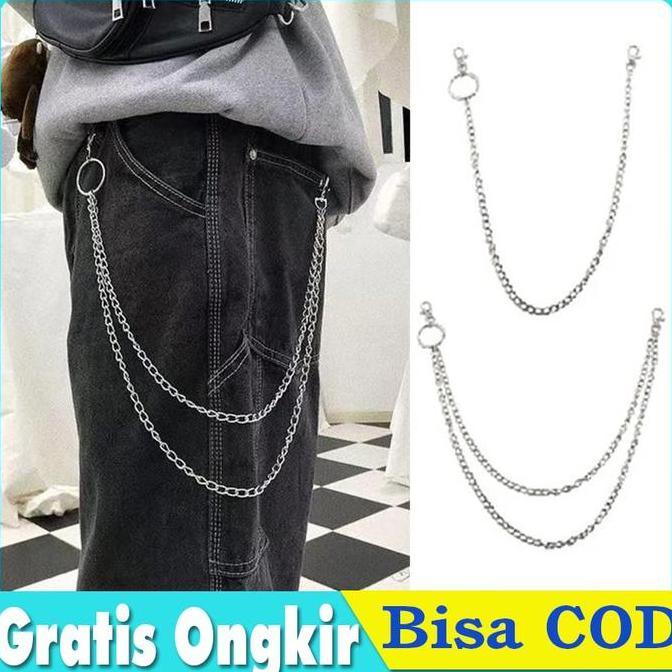 OCHACO Rantai Celana Jeans Rantai Pinggang Punk Korea Aksesoris Pria Wanita