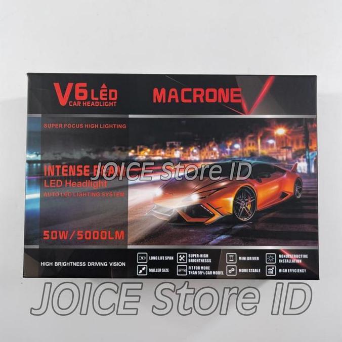 LAMPU MOBIL HEADLHT LED MACRONE V6 6K - HB3 9005