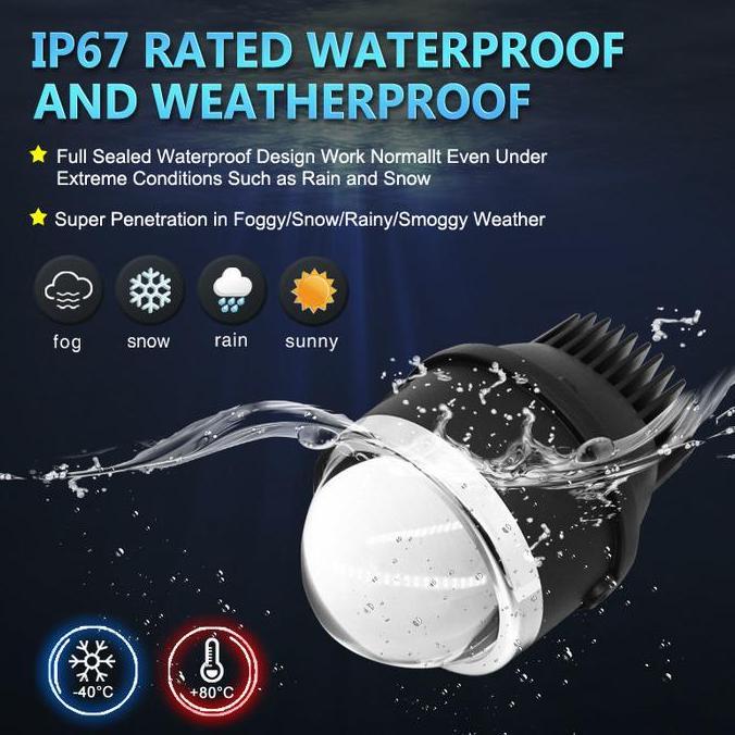 VOXX LED Foglamp Lampu Kabut Projector LED Projie 3 Warna Foglamp Mobil Blue Lens 3 Inch Car