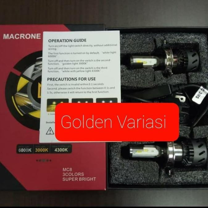 Lampu Mobil / Lampu Led Macrone Mc8 / Mc 8 3 Warna H4
