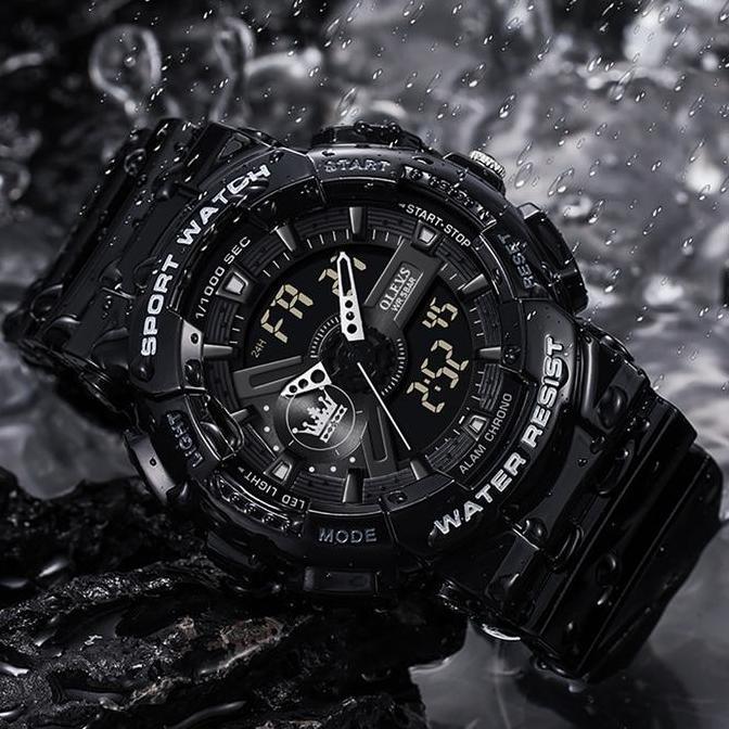 Clock- Olevs Jam Tangan Pria Cowok Sport Tch Anti Air Tahan Multifungsi Led Alarm Men Tches With Kot