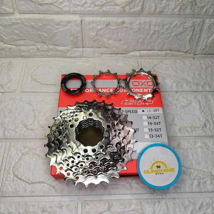 Gir Sprocket Cassette 7 Speed 11-28T / 12-28T Gear Slup Chrome Tanpa Drat Sepeda Mtb Roadbike Seli