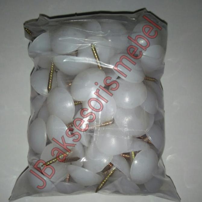 Paku Kaki Kursi Putih Cembung Isi 100 Pcs / Paku Rotan Kursi Meja Lemari Mebel / Paku Ulir Setengah 