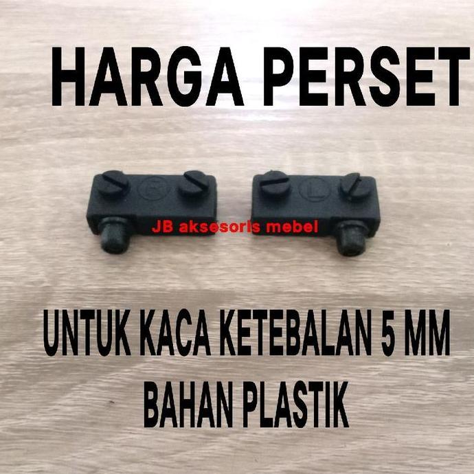 [Perset, Atas Bawah] Engsel Jepit Pintu Lemari Kaca 5 Mm Bahan Plastik / Engsel Pivot Putar Kaca T86