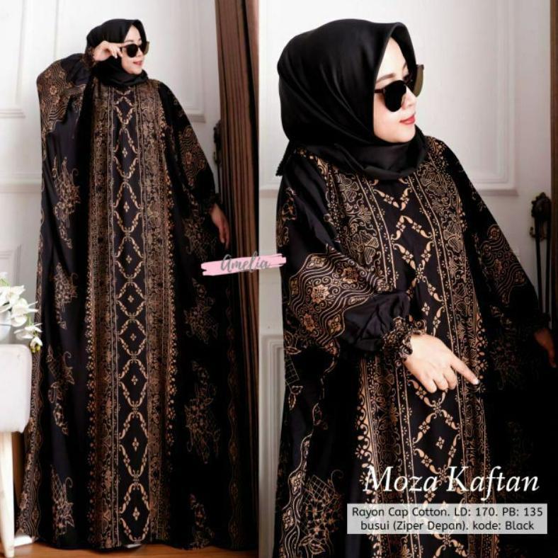 New Product Terbaru Moza Kaftan Unique Ori Jumbo Busui Resleting Depan Rayon Grade A Bisa Cod