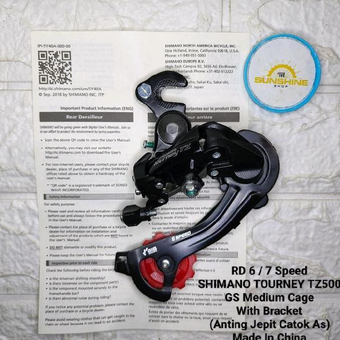 Rd 6 7 Speed Shimano Tourney Tz500 Gs Rear Derailleur With Adaptor Bracket Jepit As Sepeda Federal P