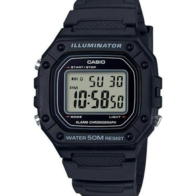 Clock- Jam Tanga Casio Dital W-218H-1A / W218H-1A & Garansi