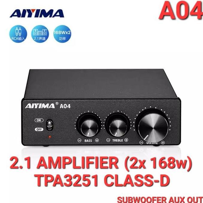 AIYIMA A04 2.1 Amplifier 2x168w TPA3251 Class-D w/ Subwoofer Aux Out