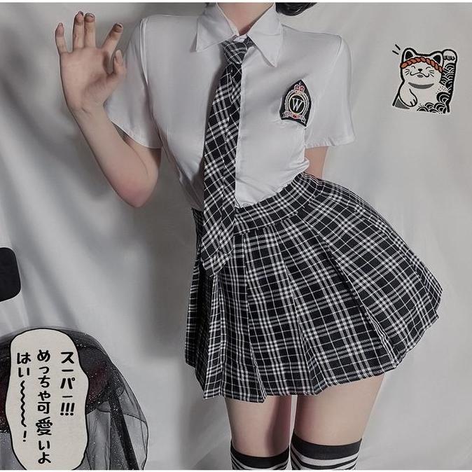 Set Cosplay Costume Student Jepang Uniform Lingerie Sexy Pelajar Dasi
