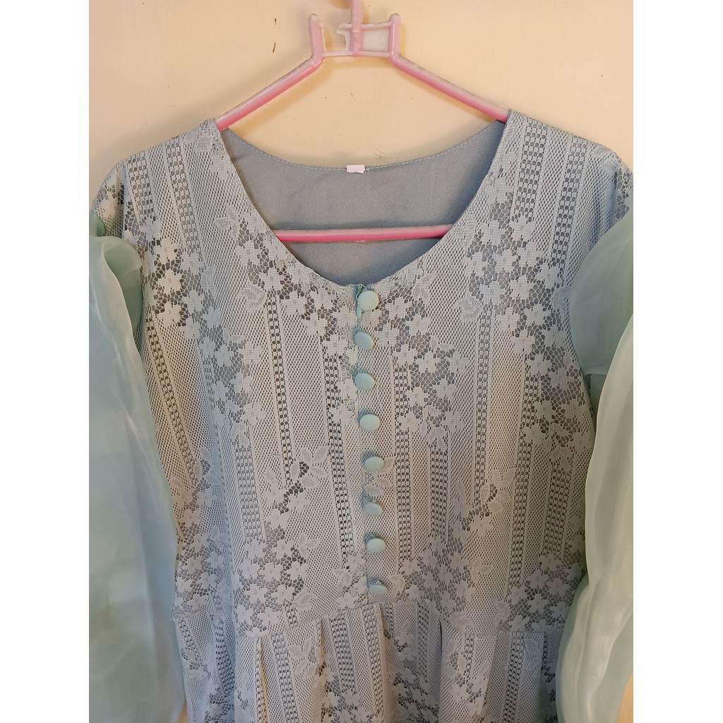 Dress brukat brokat wanita jubah gamis wanita muslimah lengan panjang - bekas