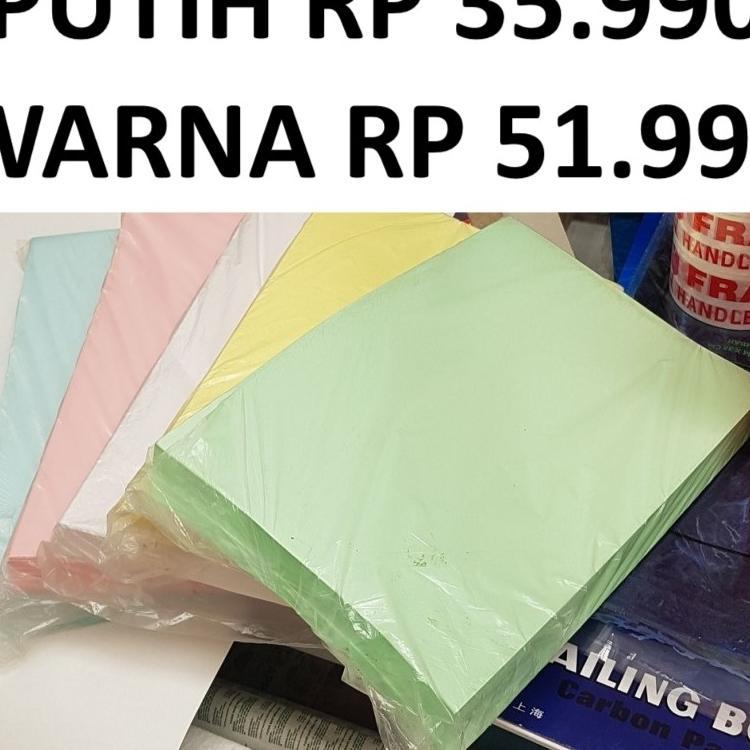 1 Rim Kertas Doorslag F4 Merah Hijau Kuning Biru Putih 21,5X33Cm - 1 Pack Isi 500 Lembar