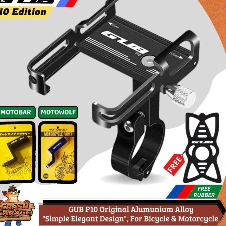 Holder Gub P10 Phone Holder Hp Sepeda Motor Gub Alumunium Alloy Tempat Hp Dudukan Hp Sepeda Motor Gu