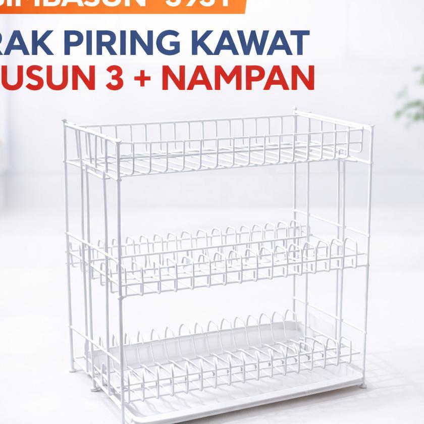Simbasun : 393T Rak Piring Kawat Susun 3 + Nampan Rose 393 T