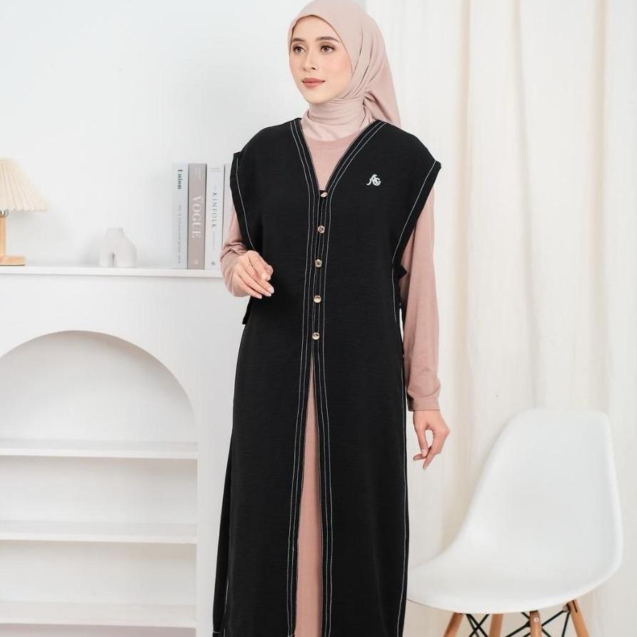 Outer Rompi Vest Panjang Atasan Wanita Muslimah Tanpa Lengan