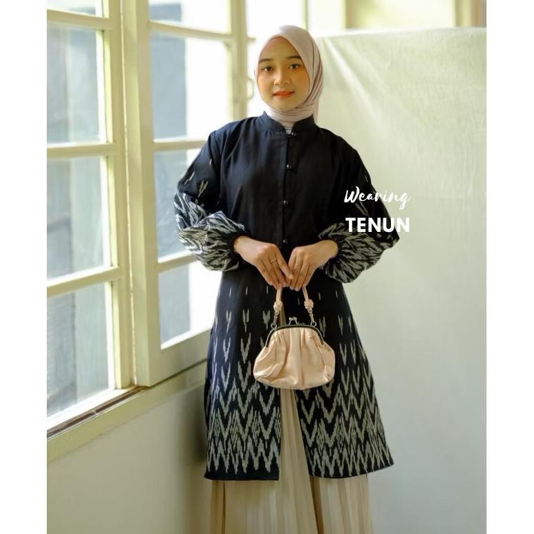 CUCI GUDANG TUNIK CESILA BATIK TENUN WANITA ETHNIC BAJU WANITA, BLOUSE TENUN WANITA, ATASAN BATIK, B