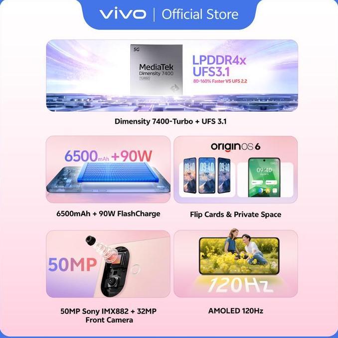 [ONLINE EXCLUSIVE] vivo T5 Pro 5G - Dimensity 7400-Turbo 5G + UFS 3.1, 6500 mAH + 90W FlashCharge, O