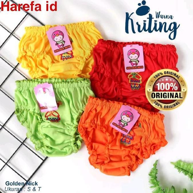 Pilihan - 6,3 Pcs- Celana Dalam Anak Cewek Golden Nick Kriting Motif - Cd Anak Permpuan 1-6 Tahun - 