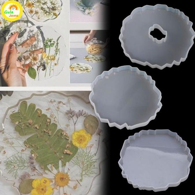 DAXZI Cerakan Resin Hati Cetakan Silikon Bulat Tray Resin Coaster Resin Mold