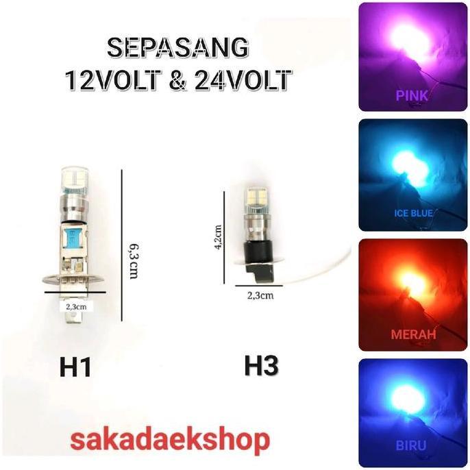 Sepasang Lampu Foglamp H3 8led 12V-24V Lampu Kabut Mobil Soket H3 Alqshop
