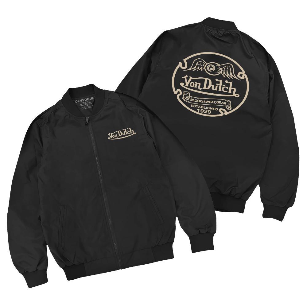 HOT DEALS DEVVOGUE  Jaket Bomber Pria Vondutch Bahan Taslan