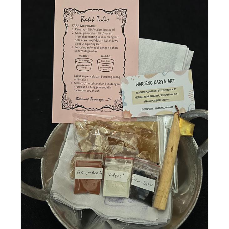 Paket Lengkap Batik Premium Kompor Spirtus, Wajan, Canting, Lilin Malam, Kain, Remasol, Soda Ash | P