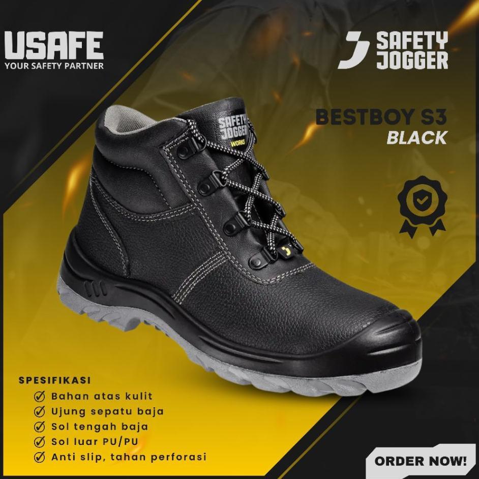Sepatu Safety Jogger Bestboy S3 Original Kulit Sintetis