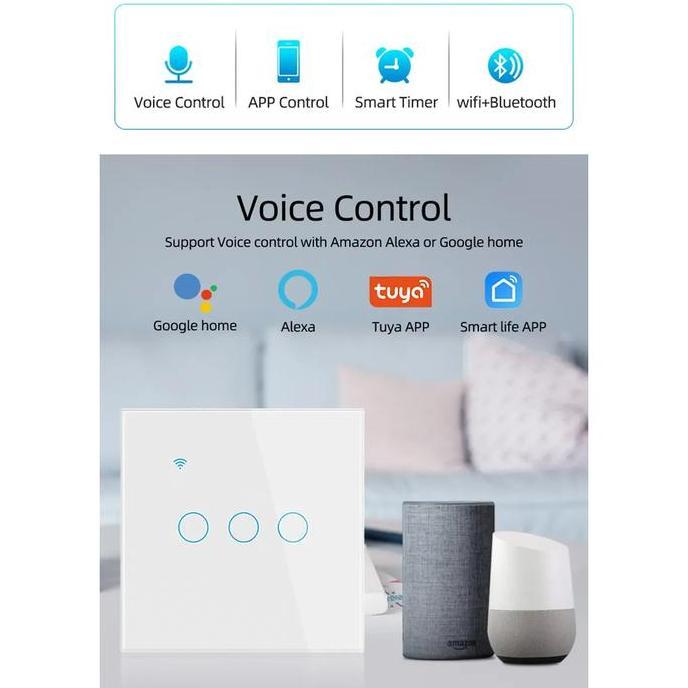 Vici Smart Light Switch WiFi Saklar Pintar Tuya Smart Life (2 Gang / 3 Gang) - Smart Home Google Hom