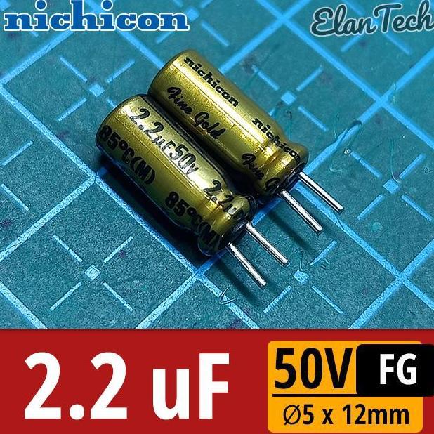 Promo Elco 2.2Uf 50V Nichicon Fg Gold 2.2 Uf Kapasitor Capacitor Elantech Cod