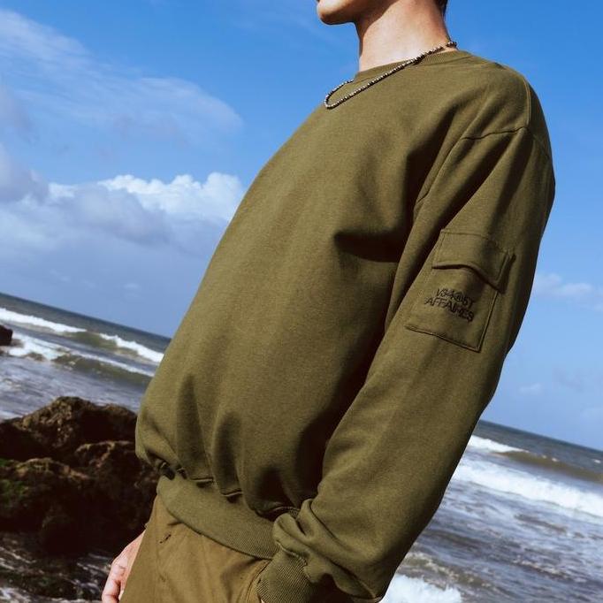 Vearst Affaires Crewneck Arlo Olive Fleece Pria Sweatshirt Basic