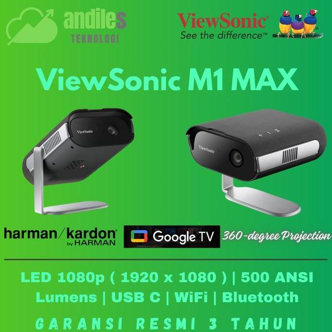 PROYEKTOR M1 MAX - PROYEKTOR GOOGLE TV - PROYEKTOR PORTABLE VIEWSONIC M1 MAX GOOGLE TV LED FHD 1080P