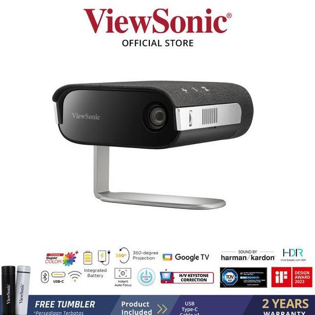 PROYEKTOR PORTABLE VIEWSONIC M1X MAX GOOGLE TV LED FHD 1080P USB C WIFI BLUETOOTH - MINI HOME PROJEC