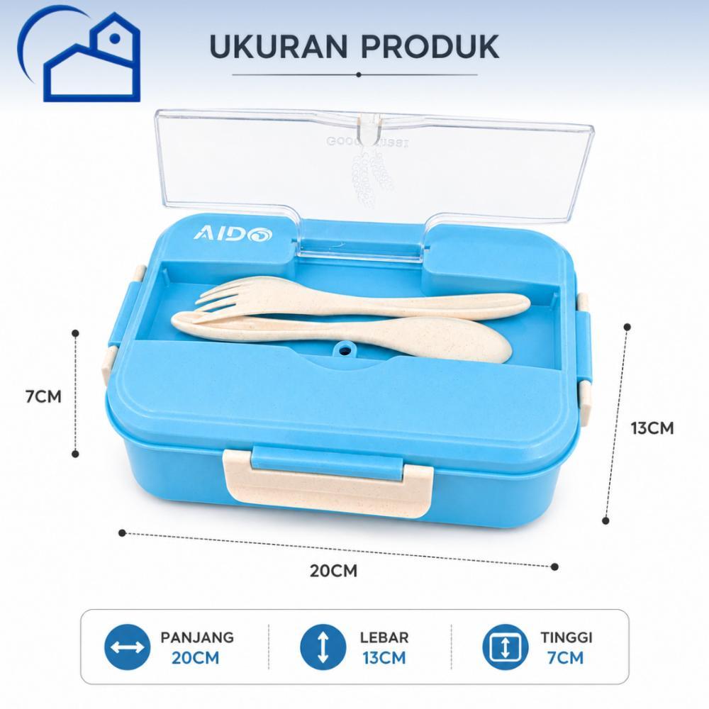 FAVORIT HOMESTATION - GROSIR LUNCH BOX SET KOTAK MAKAN BEKAL 1L FREE SENDOK GARPU SET 31003 NO BOX
